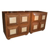 Pair of Cerused Oak and Leather Chests Pair of Cerused Oak and Leather Chests