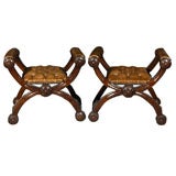 Pair of Italian X-Frame Benches