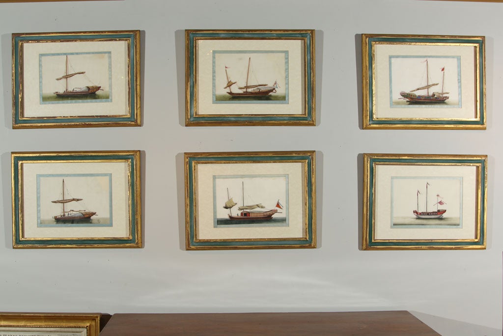 Set of Six Chinese Export Watercolors
