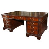 Antique English Partner's Pedestal Desk