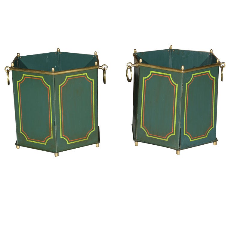 Pair of French Tole Jardinieres For Sale