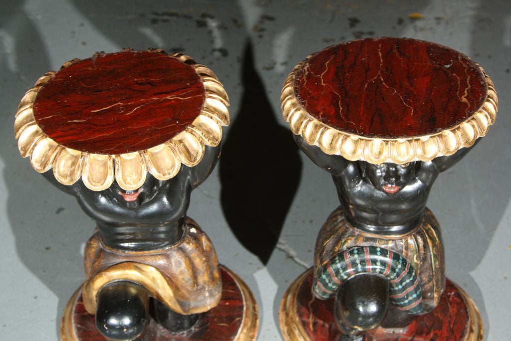 Wood Pair of Blackamoor Tables For Sale
