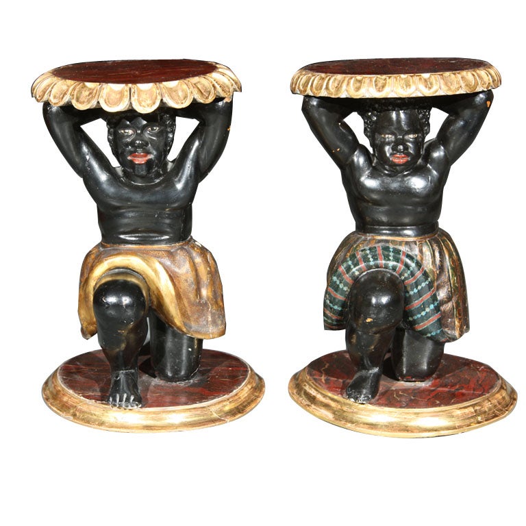 Pair of Blackamoor Tables For Sale