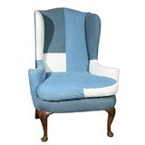 English Linen Upholstered Wing Chair