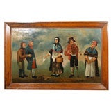 English Provincial Oil Painting - " The Ballad Singers"