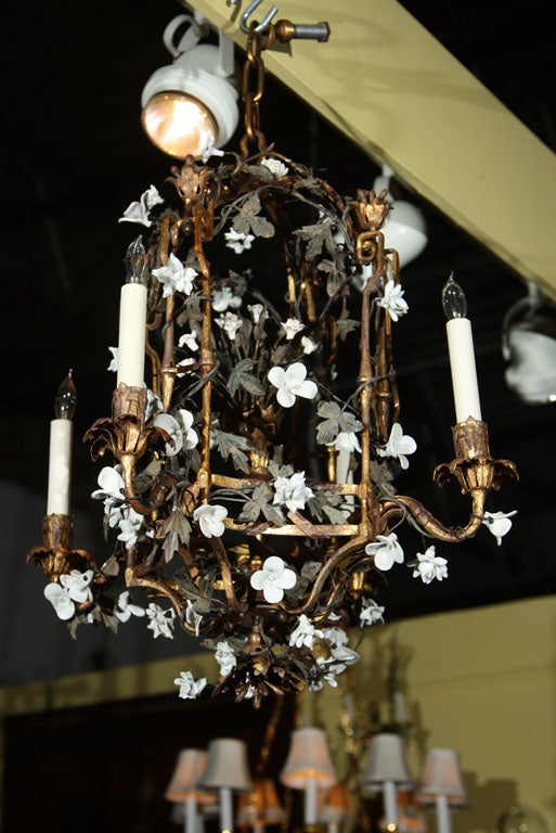 French Gilt and Porcelain Lantern For Sale at 1stDibs