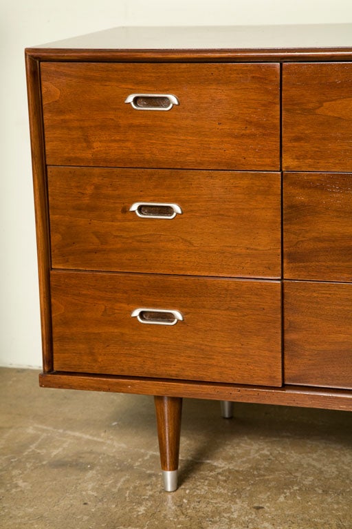 Superb chest of drawer [9] in outer  mahogany wood and oak drawers manufactured by the reputable B.P. john from Portland Oregon.