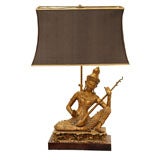 Gilt Table Lamp with Thai Musician