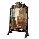 Antique 19th C. Tortoise and Ivory Gimbled Table /Floor Mirror