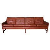 Rosewood and Leather 4-Seater Sofa by Torbjorn Afdal