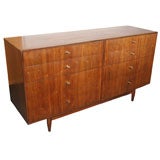 Danish Modern Walnut and Brass 8-Drawer Dresser