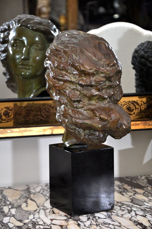 Hungarian Bronze Bust, Woman by Sculpture Alexander Kelety Signed by Artist