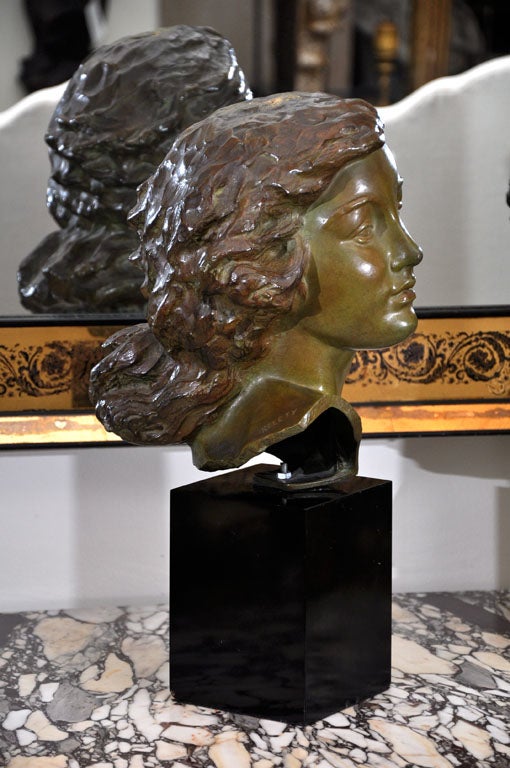 Cast Bronze Bust, Woman by Sculpture Alexander Kelety Signed by Artist