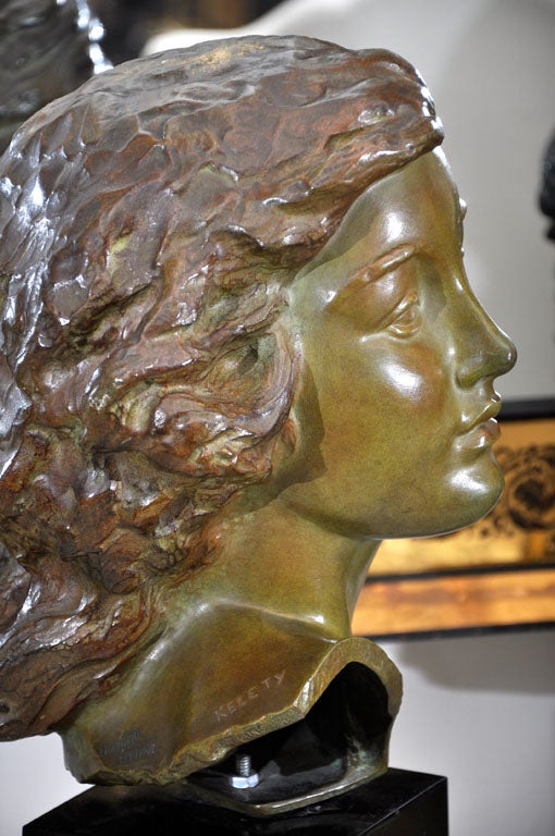 Bronze Bust, Woman by Sculpture Alexander Kelety Signed by Artist In Good Condition In Los Angeles, CA