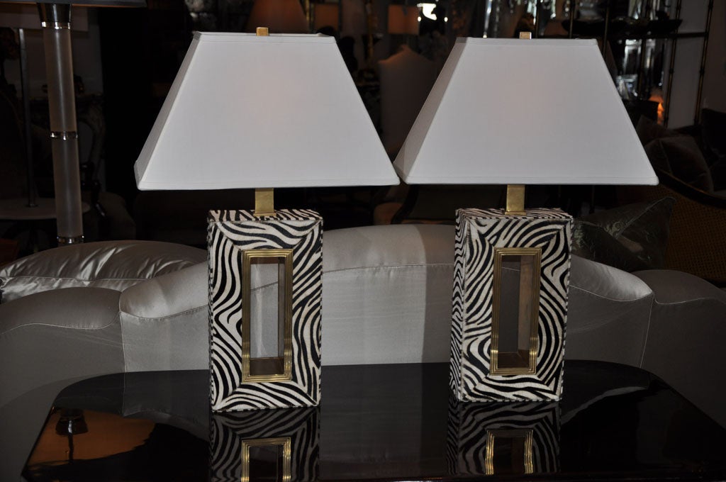 PAIR OF 1960'S ZEBRA LAMPS