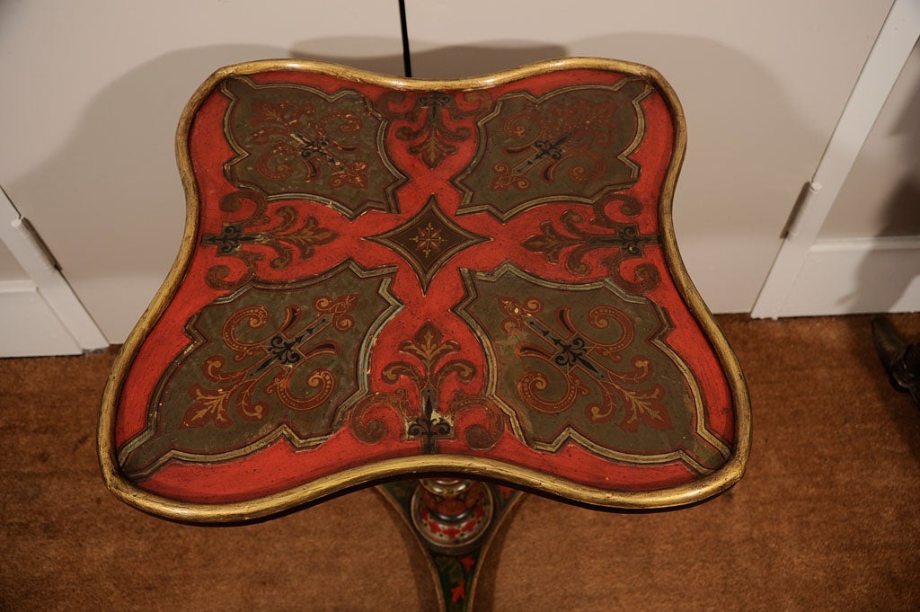 19th Century Polychrome Decorated and Decoupage Tilt-Top Table