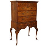 Early 18th century English Queen Anne walnut chest on stand