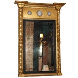 Antique English Victorian gold leaf mirror with Wedgwood