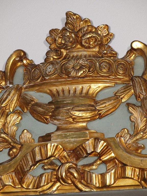 18th Century and Earlier 18th century Louis XVI gold leaf mirror with bevelled glass.