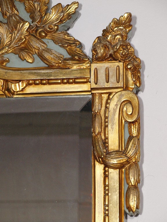 18th century Louis XVI gold leaf mirror with bevelled glass. 1