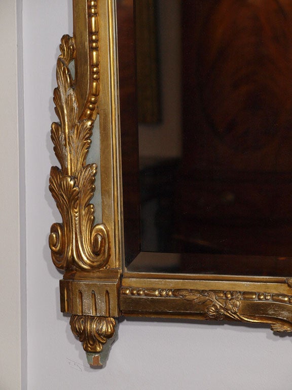 18th century Louis XVI gold leaf mirror with bevelled glass. 3