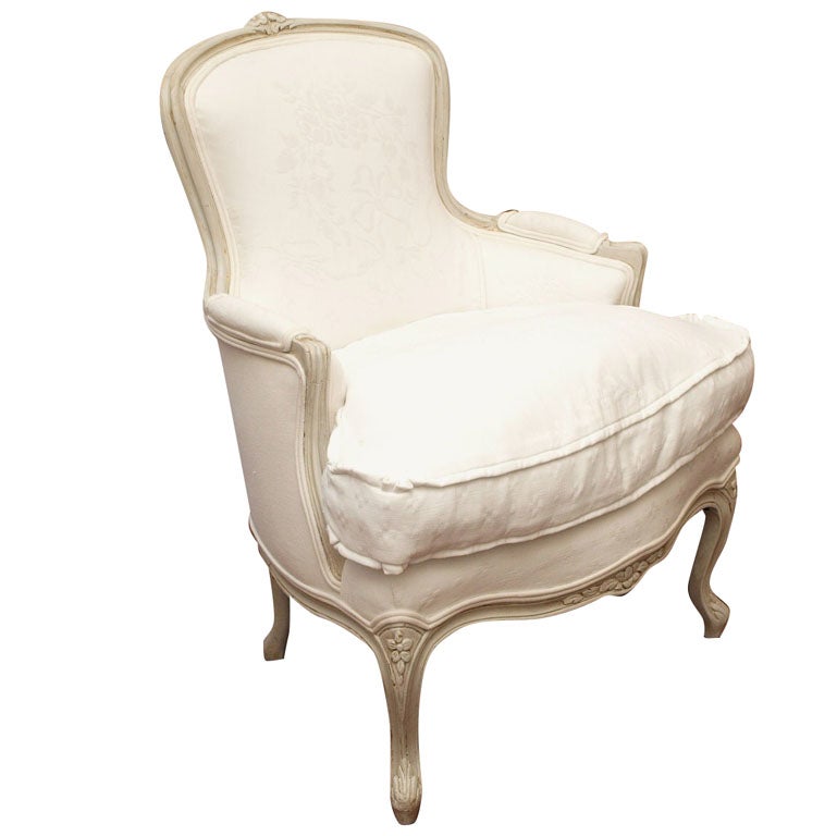 Antique Bergere Chair In Vintage Matelasse