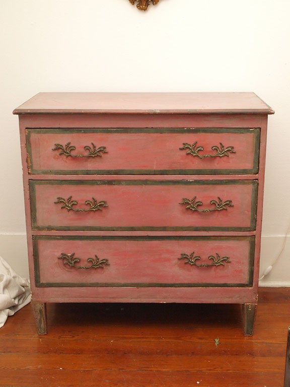 19th Century Antique French Deep Pink Dresser or Commode
