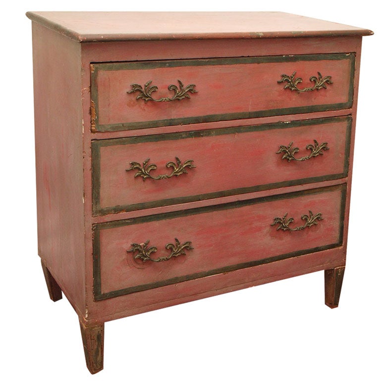 Antique French Deep Pink Dresser or Commode