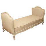 Antique 19th c. French Daybed with Belgian Linen