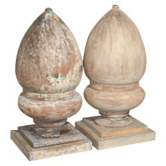 PAIR OF EARLY 20thC PAINTED ARCHITECTURAL FINIALS