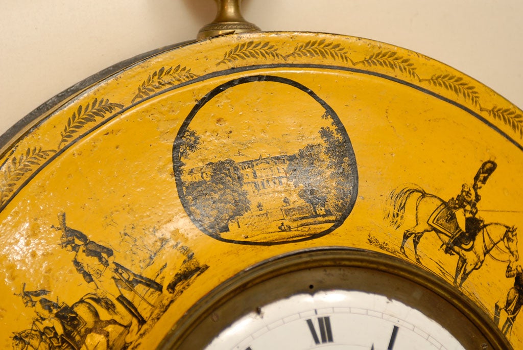 French 19thC FRENCH YELLOW TOLE CLOCK