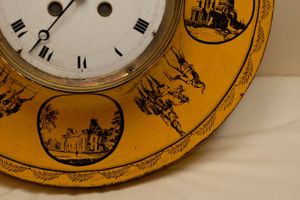 19thC FRENCH YELLOW TOLE CLOCK 2