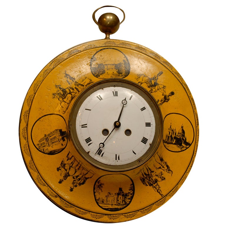 19thC FRENCH YELLOW TOLE CLOCK