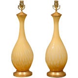 PAIR OF MID C YELLOW GLASS LAMPS