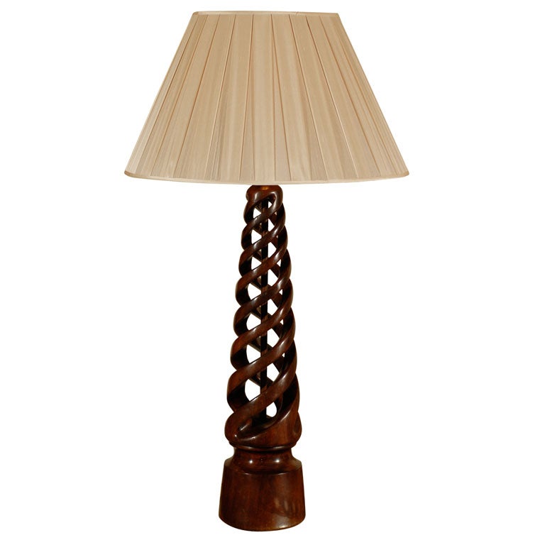 Wood Carved Spiral Lamp