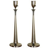 Pair Plated Tall Table Lamps by Rembrandt Lamp Company
