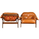 Used Pair Lafer Lounge Chairs Brazilian Rosewood and Leather