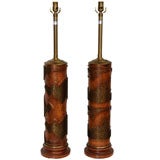 Vintage Pair of 20th C Marbro Wallpaper Roller Lamps