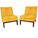 Pair of Harvey Probber slipper chairs in original Larsen fabric