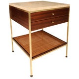Paul McCobb 2 drawer bedside table with rattan shelf-Calvin
