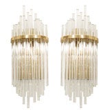 Pair of Custom Large Glass Rod Sconces 7