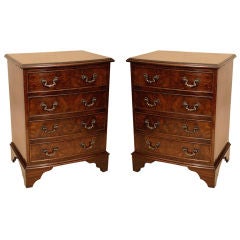 Pair Small Vintage Burl Walnut Chests, England, Early 20th c.