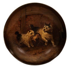 Victorian Painted Papier Mache Terrier Dish, England, c. 1875