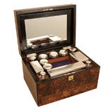 Antique Burl Walnut Fitted Vanity Case, England, c. 1875