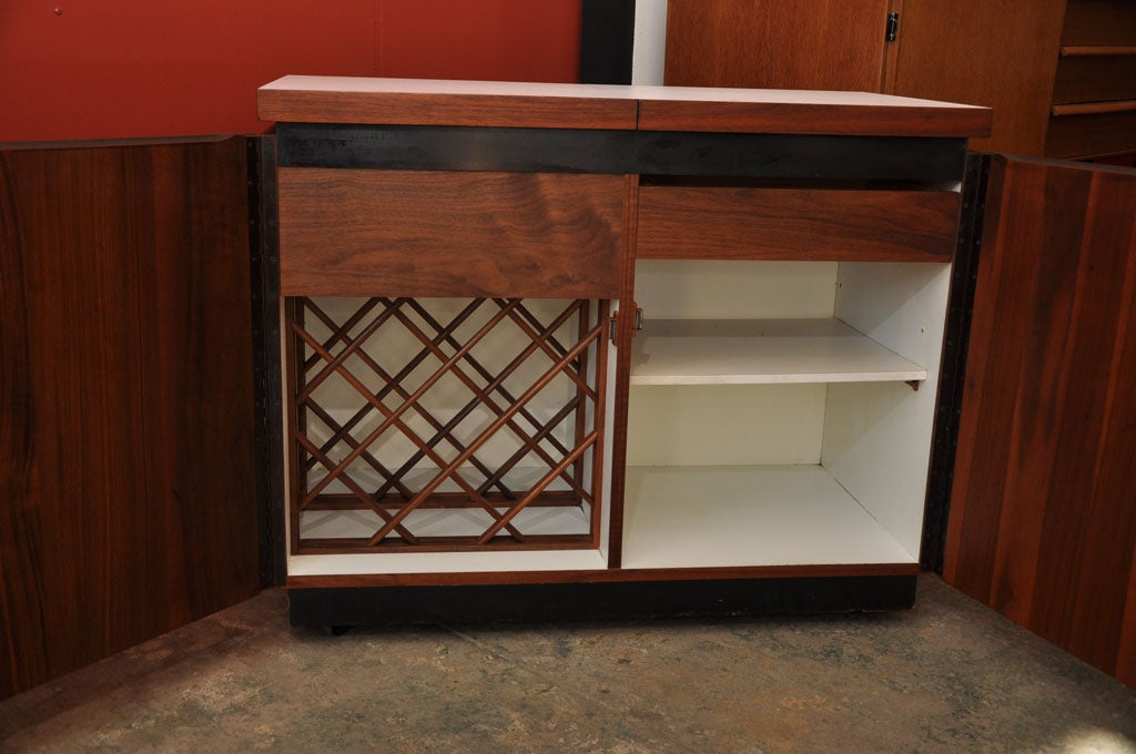 Walnut Rolling Bar by Dillingham 1
