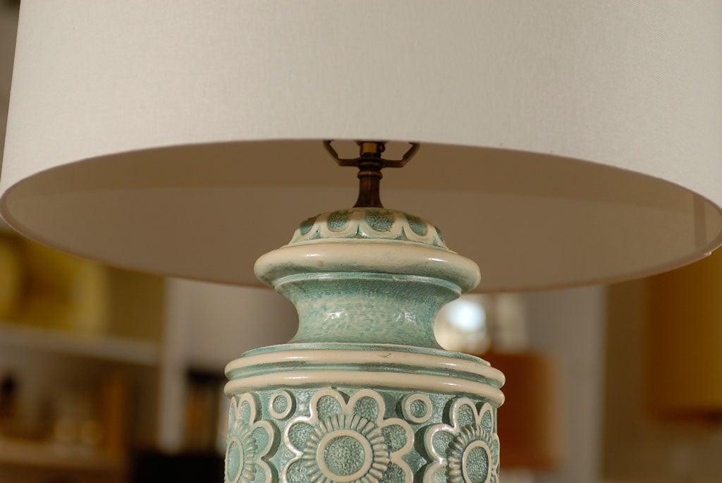 Ceramic Pair of Vintage Turquoise Lamps