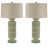 Pair of Vintage Turquoise Lamps