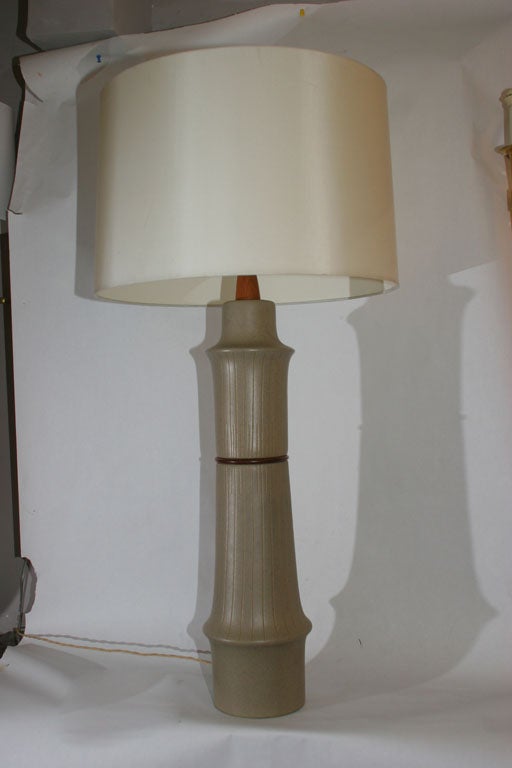 A Pair of modernist ceramic table lamps signed Martz.