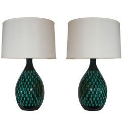 Vintage Pair of Italian Modernist Ceramic Table Lamps