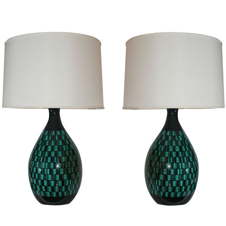 Pair of Italian Modernist Ceramic Table Lamps